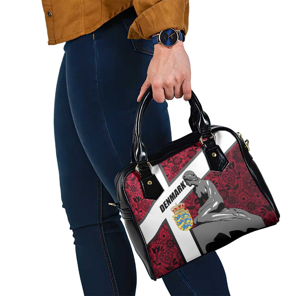 Denmark Shoulder Handbag with The Little Mermaid Statue, Danish Folk Patterns, National Heritage Pride TS04