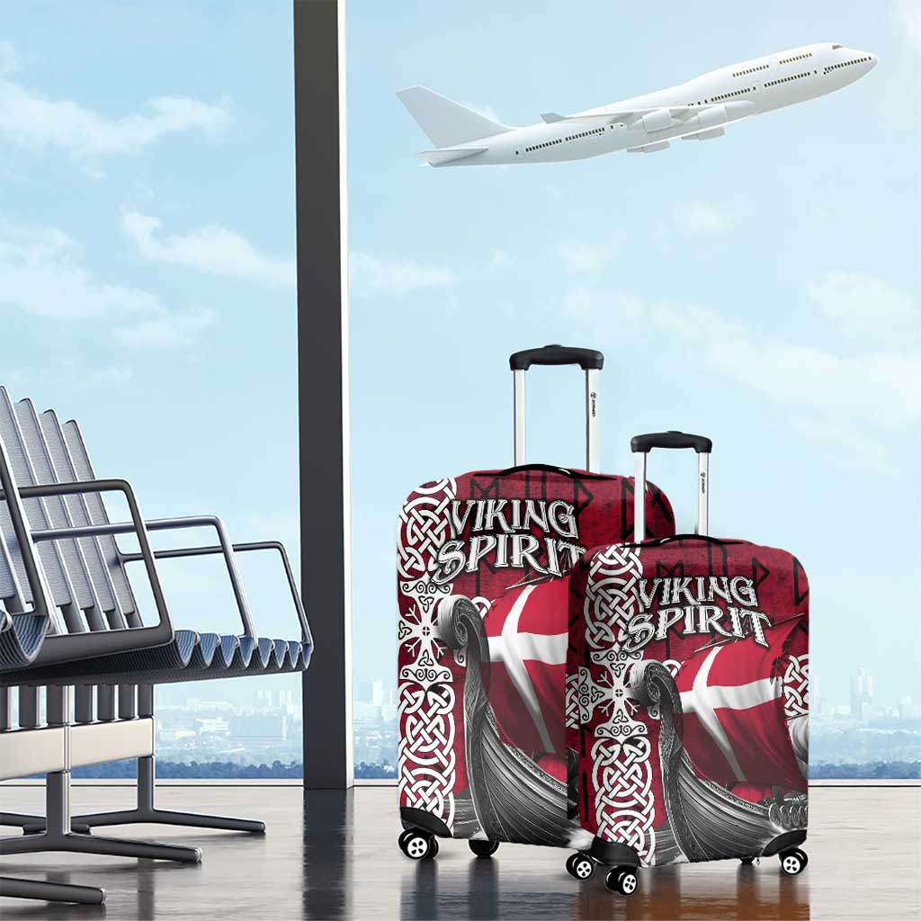 Denmark Viking Longship Luggage Cover Norse Rune & Celtic Cross Danish Flag TS04