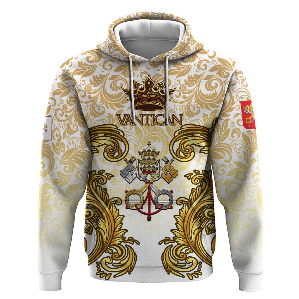 Vatican Gold Baroque Hoodie Papal Crown & Keys Vintage Catholic TS04