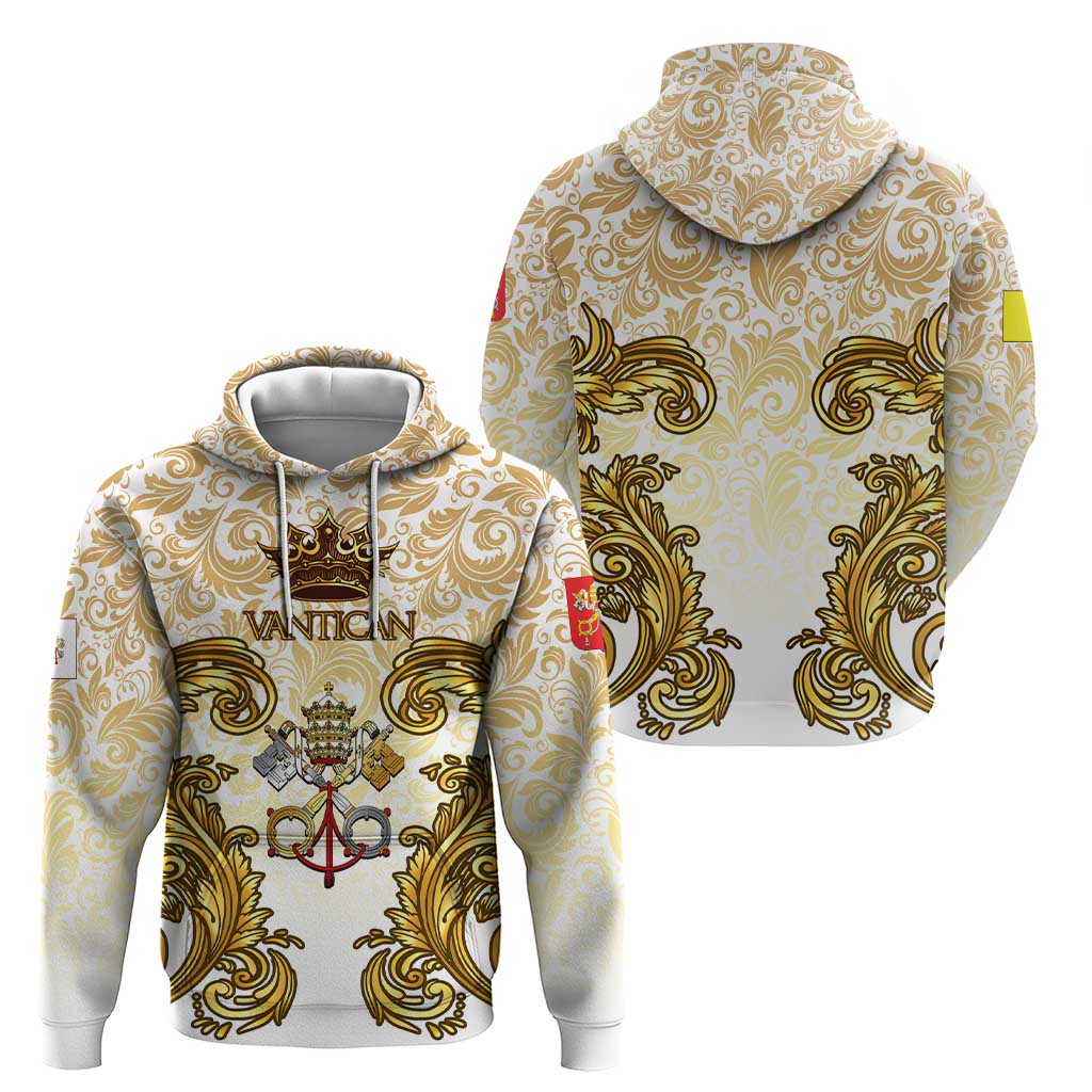 Vatican Gold Baroque Hoodie Papal Crown & Keys Vintage Catholic TS04