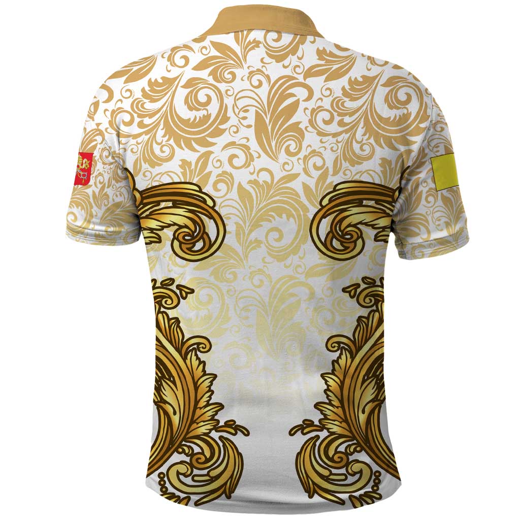 Vatican Gold Baroque Polo Shirt Papal Crown & Keys Vintage Catholic TS04