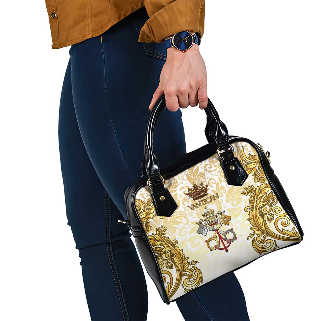 Vatican Gold Baroque Shoulder Handbag Papal Crown & Keys Vintage Catholic TS04