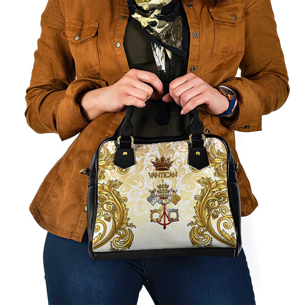 Vatican Gold Baroque Shoulder Handbag Papal Crown & Keys Vintage Catholic TS04