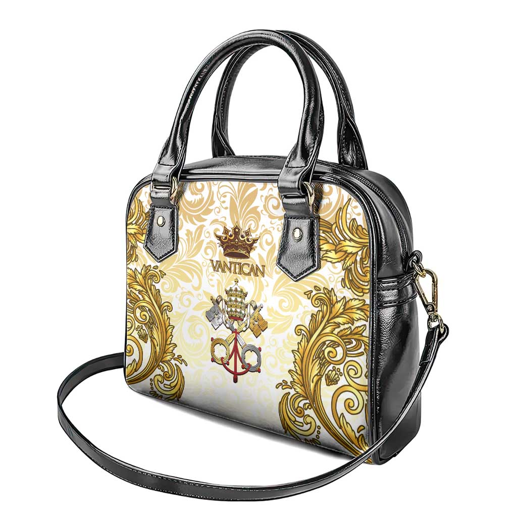 Vatican Gold Baroque Shoulder Handbag Papal Crown & Keys Vintage Catholic TS04