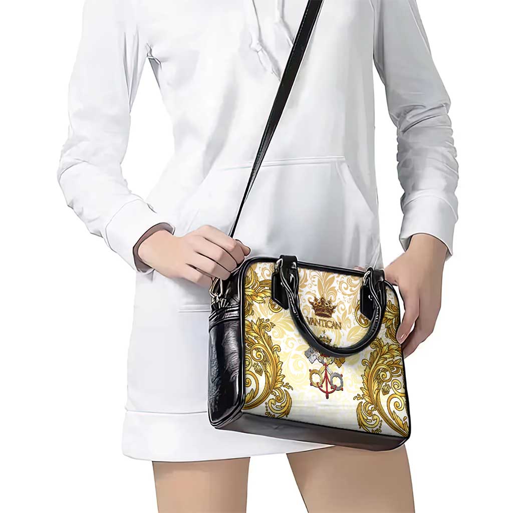 Vatican Gold Baroque Shoulder Handbag Papal Crown & Keys Vintage Catholic TS04