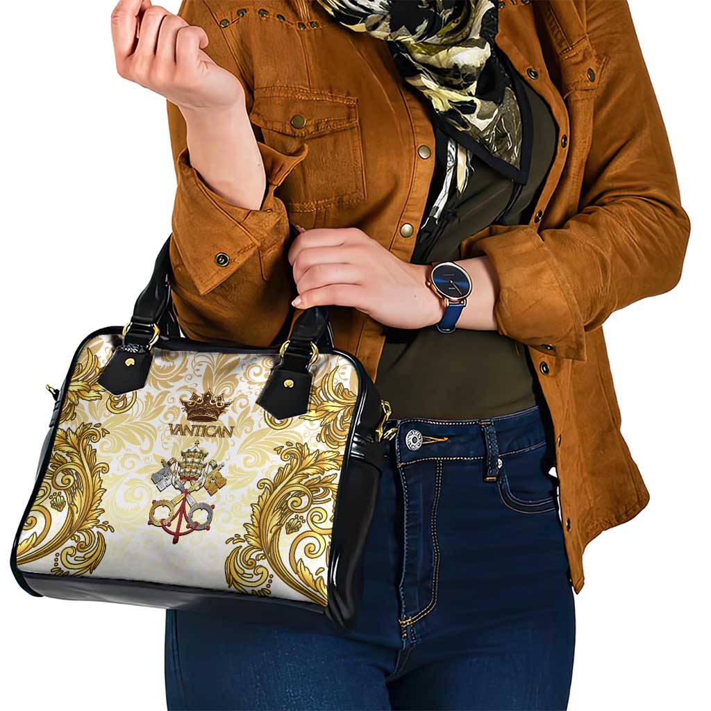 Vatican Gold Baroque Shoulder Handbag Papal Crown & Keys Vintage Catholic TS04