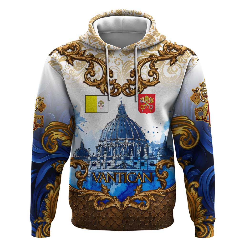 Vatican Baroque Hoodie St. Peters Basilica & Catholic Flag Gold Ornate TS04