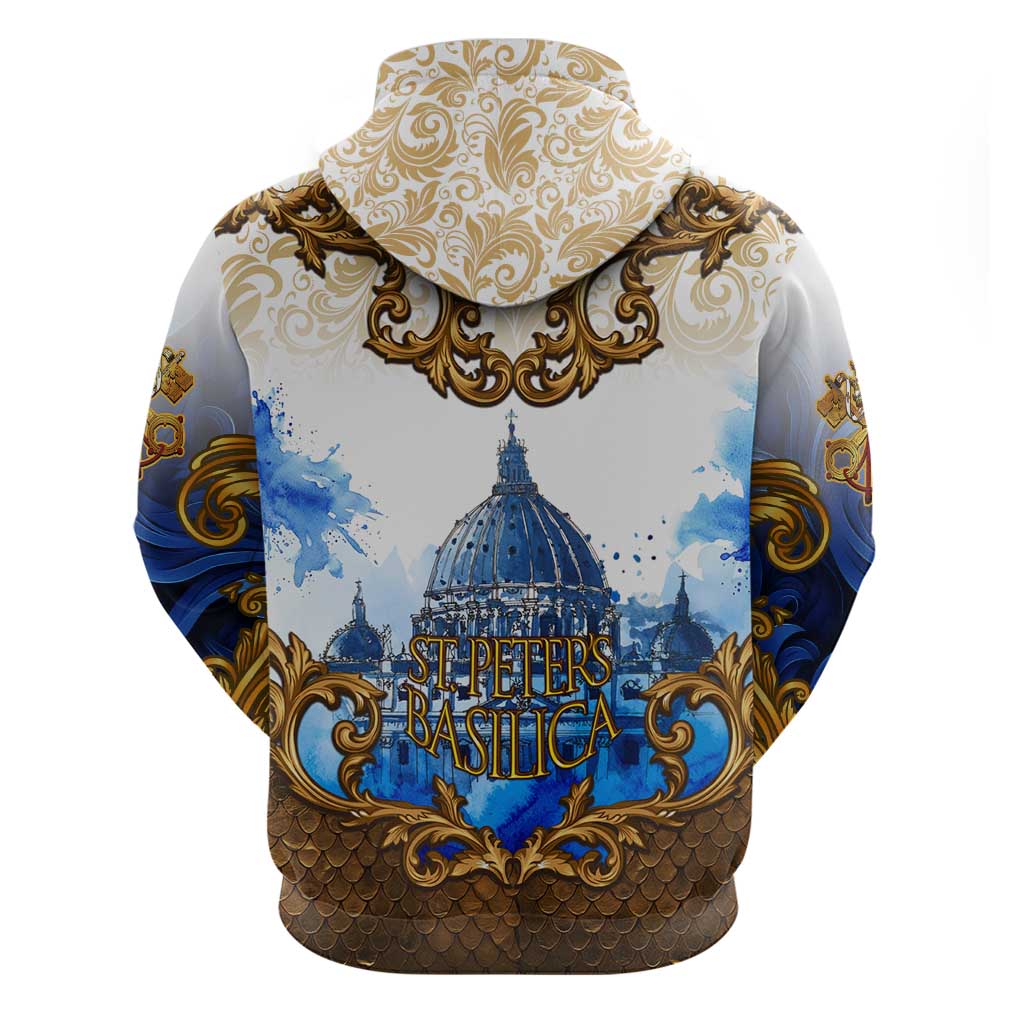 Vatican Baroque Hoodie St. Peters Basilica & Catholic Flag Gold Ornate TS04
