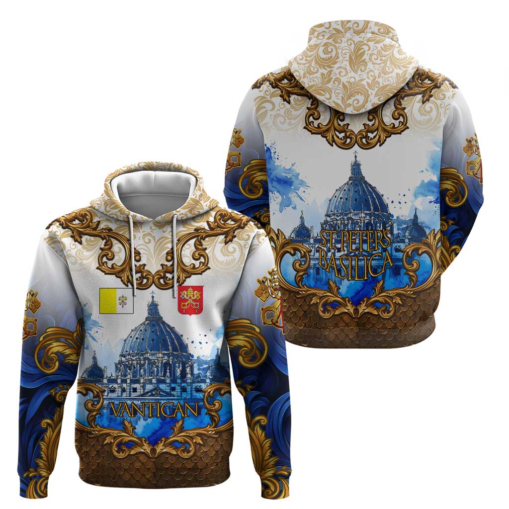Vatican Baroque Hoodie St. Peters Basilica & Catholic Flag Gold Ornate TS04