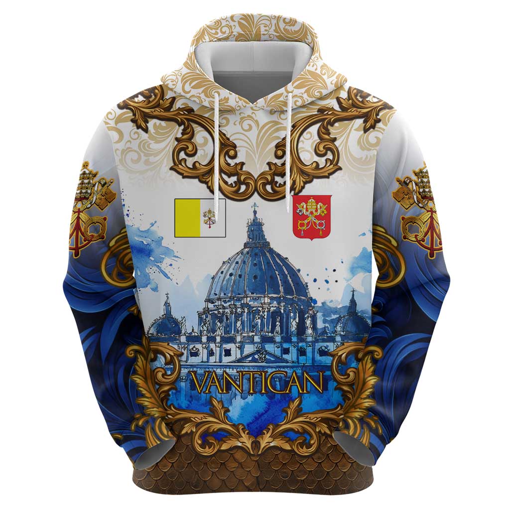 Vatican Baroque Hoodie St. Peters Basilica & Catholic Flag Gold Ornate TS04