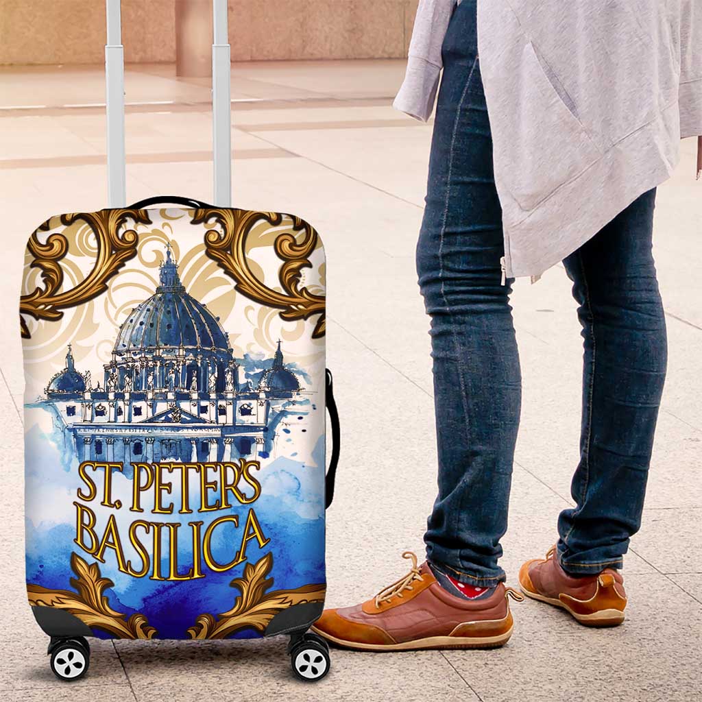 Vatican Baroque Luggage Cover St. Peters Basilica & Catholic Flag Gold Ornate TS04