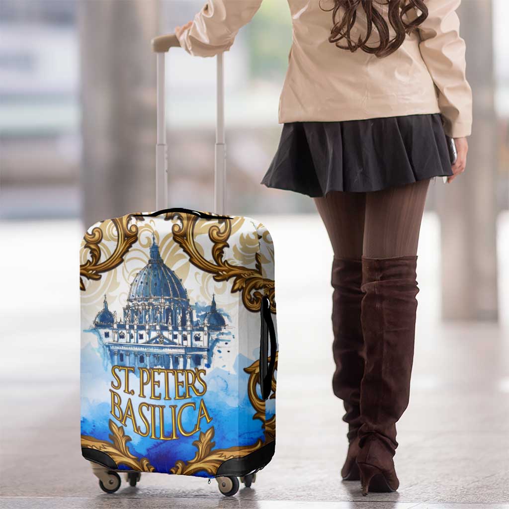Vatican Baroque Luggage Cover St. Peters Basilica & Catholic Flag Gold Ornate TS04