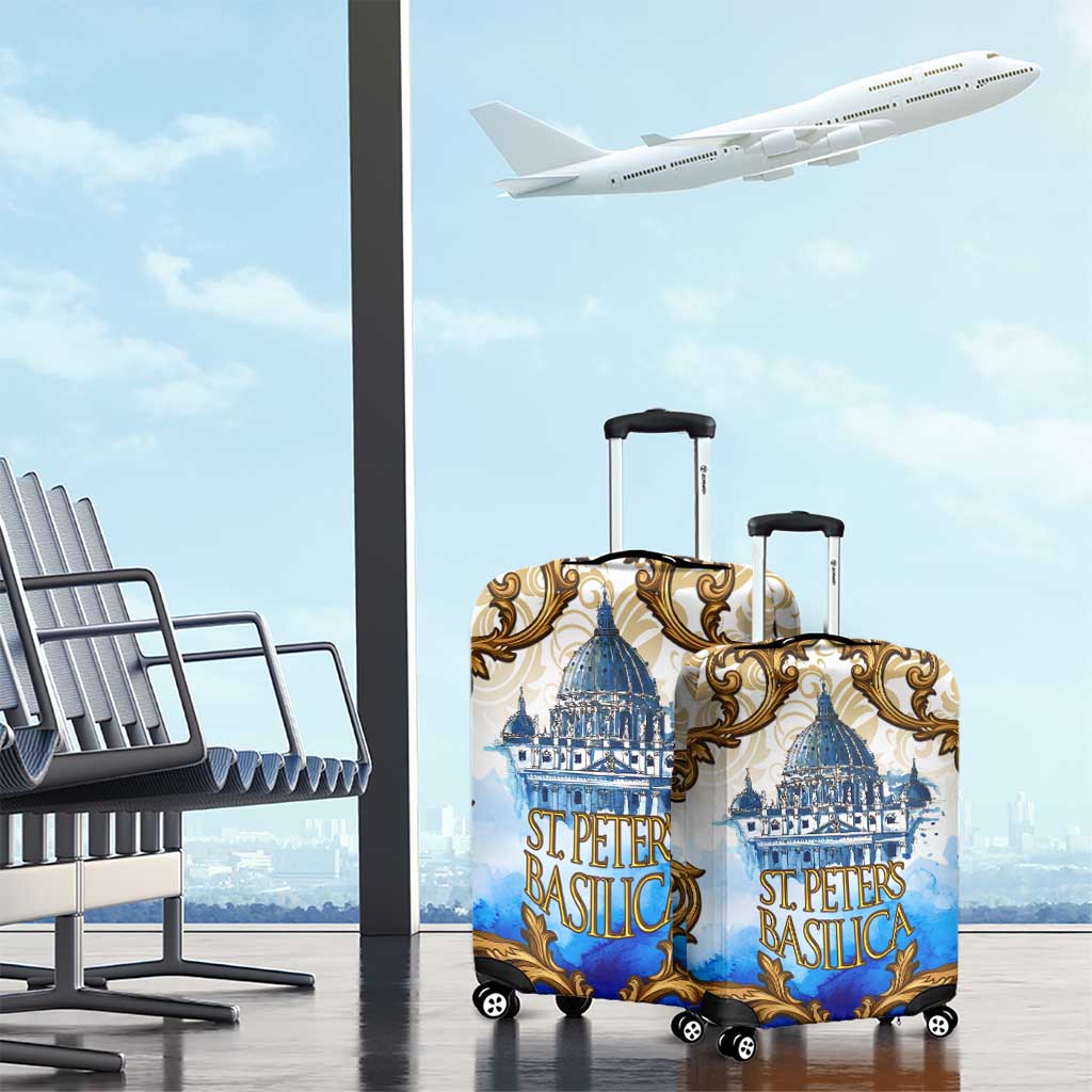 Vatican Baroque Luggage Cover St. Peters Basilica & Catholic Flag Gold Ornate TS04