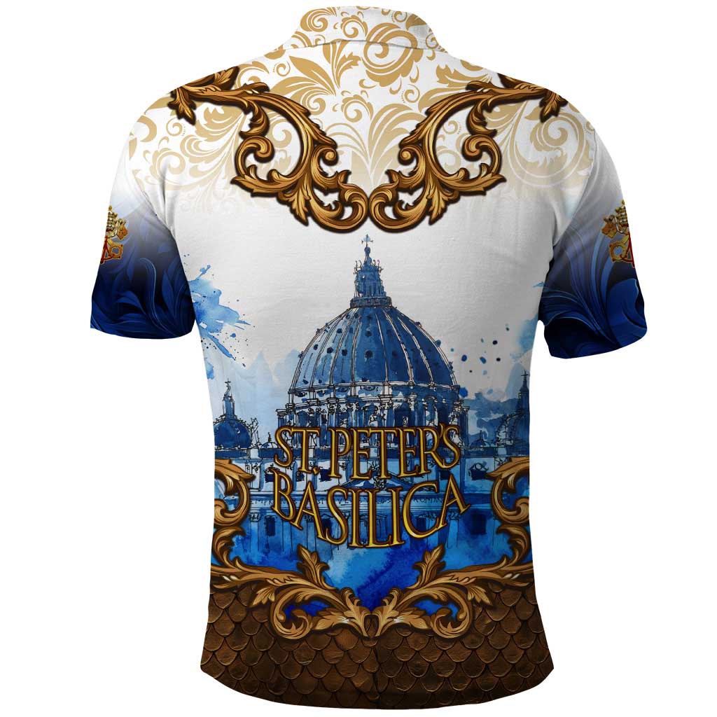 Vatican Baroque Polo Shirt St. Peters Basilica & Catholic Flag Gold Ornate TS04