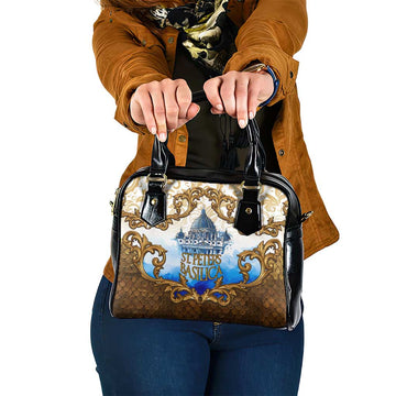 Vatican Baroque Shoulder Handbag St. Peters Basilica & Catholic Flag Gold Ornate TS04
