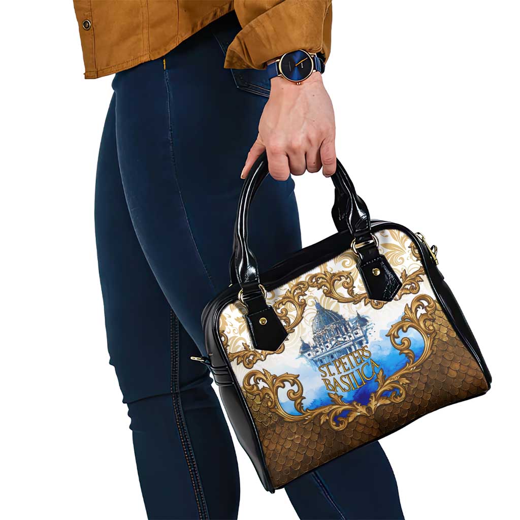 Vatican Baroque Shoulder Handbag St. Peters Basilica & Catholic Flag Gold Ornate TS04