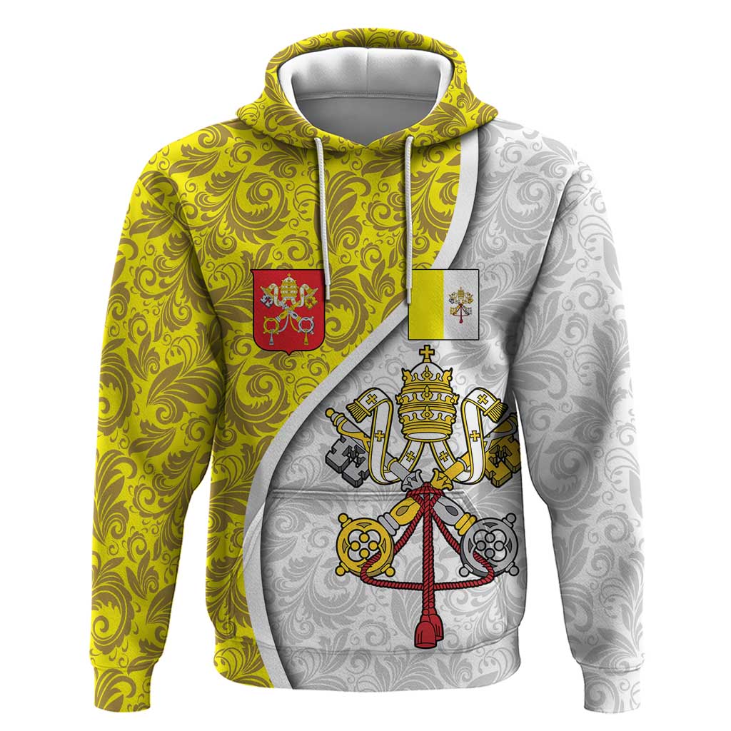 Vatican City Hoodie Papal Keys & Tiara Emblem with Gold Baroque Pattern TS04