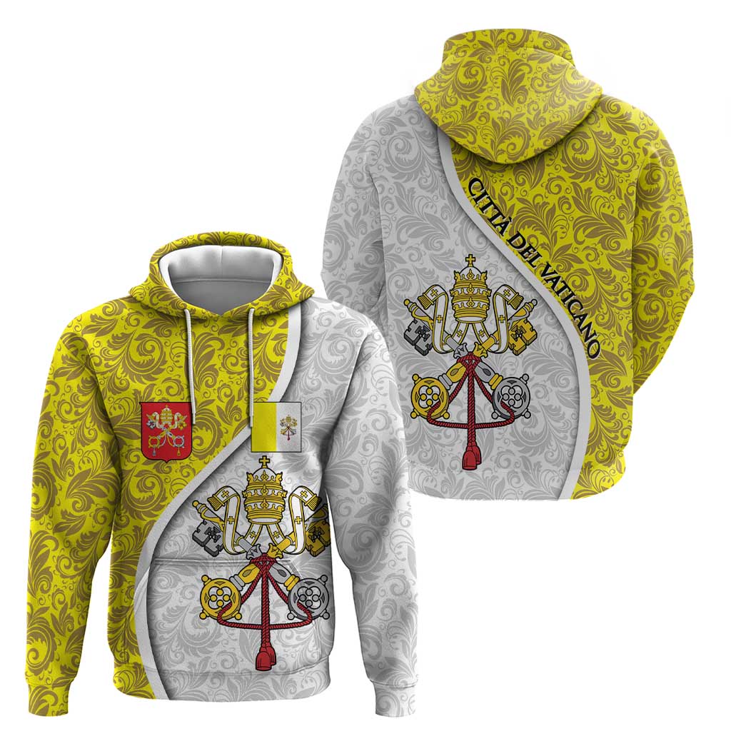Vatican City Hoodie Papal Keys & Tiara Emblem with Gold Baroque Pattern TS04