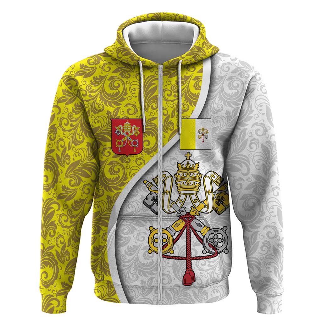 Vatican City Hoodie Papal Keys & Tiara Emblem with Gold Baroque Pattern TS04