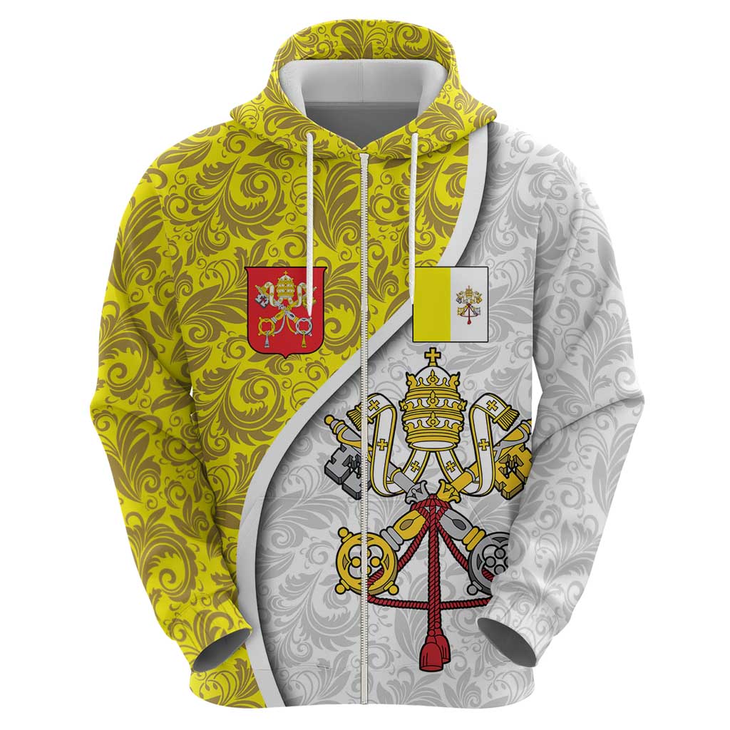 Vatican City Hoodie Papal Keys & Tiara Emblem with Gold Baroque Pattern TS04