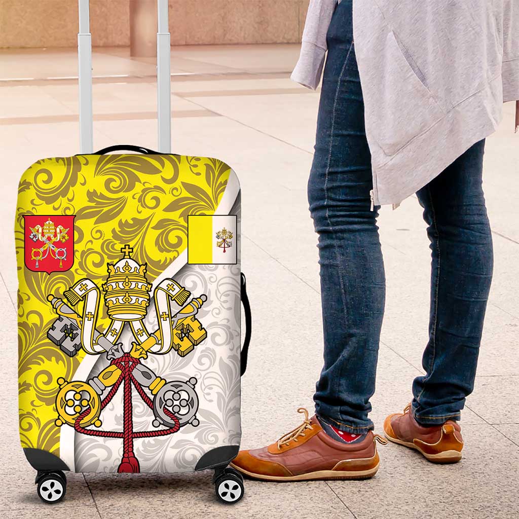 Vatican City Luggage Cover Papal Keys & Tiara Emblem with Gold Baroque Pattern TS04