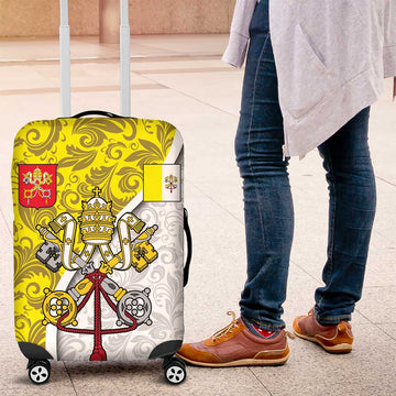 Vatican City Luggage Cover Papal Keys & Tiara Emblem with Gold Baroque Pattern TS04