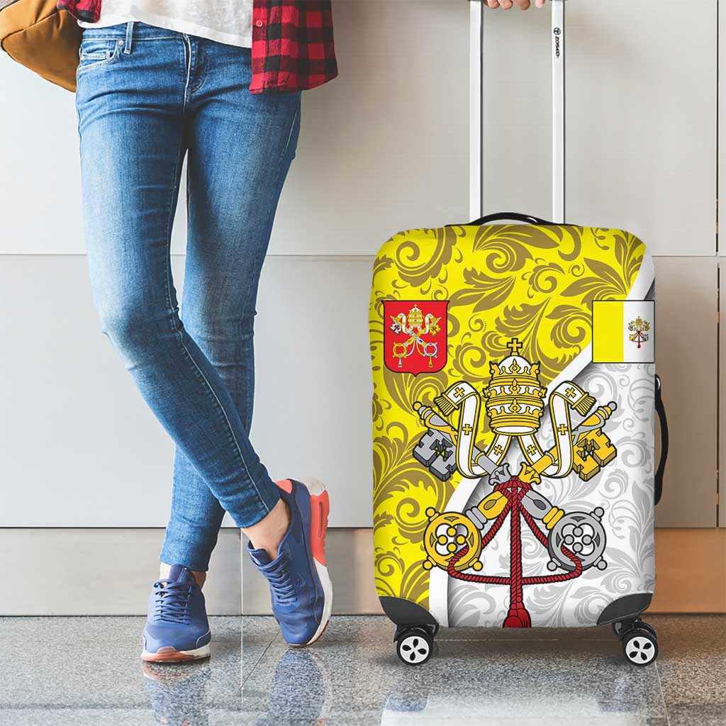 Vatican City Luggage Cover Papal Keys & Tiara Emblem with Gold Baroque Pattern TS04