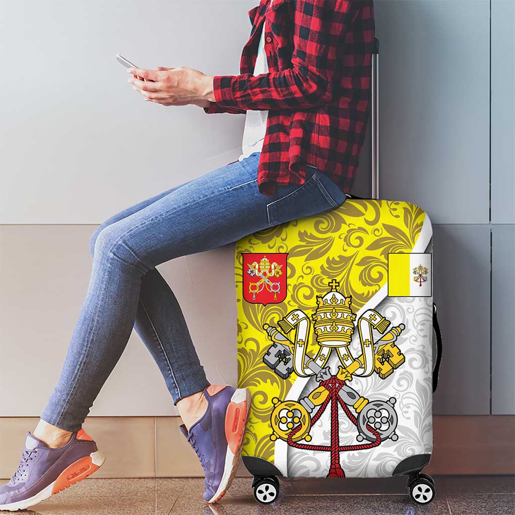 Vatican City Luggage Cover Papal Keys & Tiara Emblem with Gold Baroque Pattern TS04