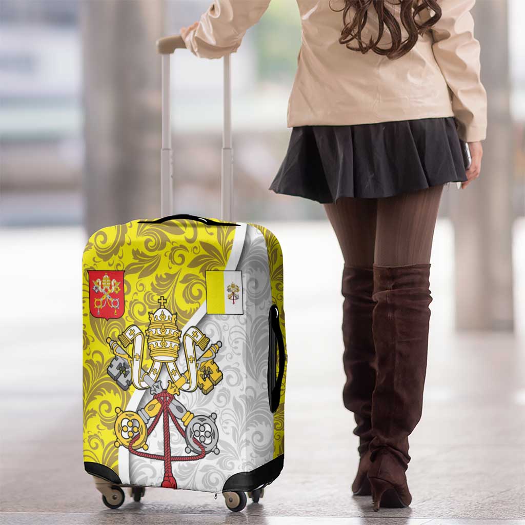 Vatican City Luggage Cover Papal Keys & Tiara Emblem with Gold Baroque Pattern TS04