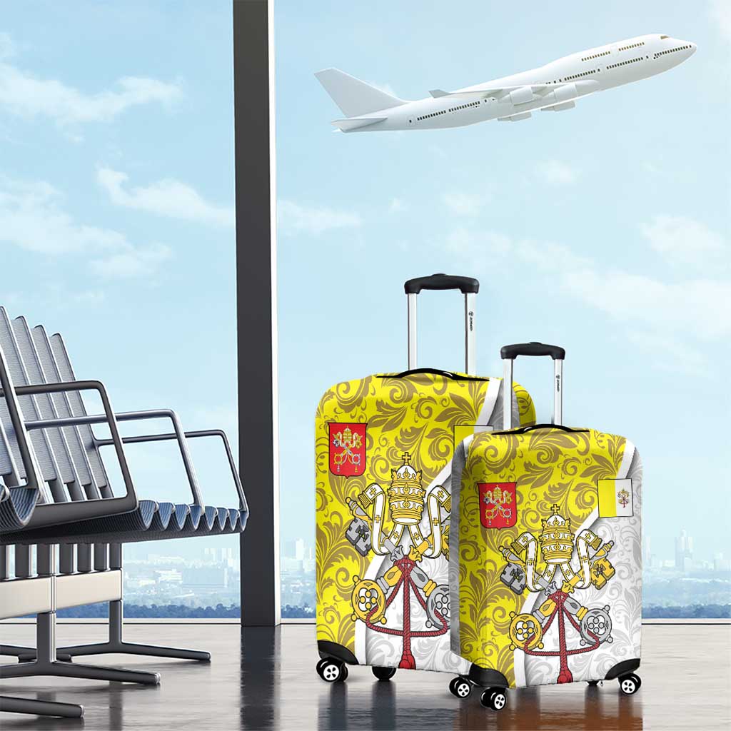 Vatican City Luggage Cover Papal Keys & Tiara Emblem with Gold Baroque Pattern TS04