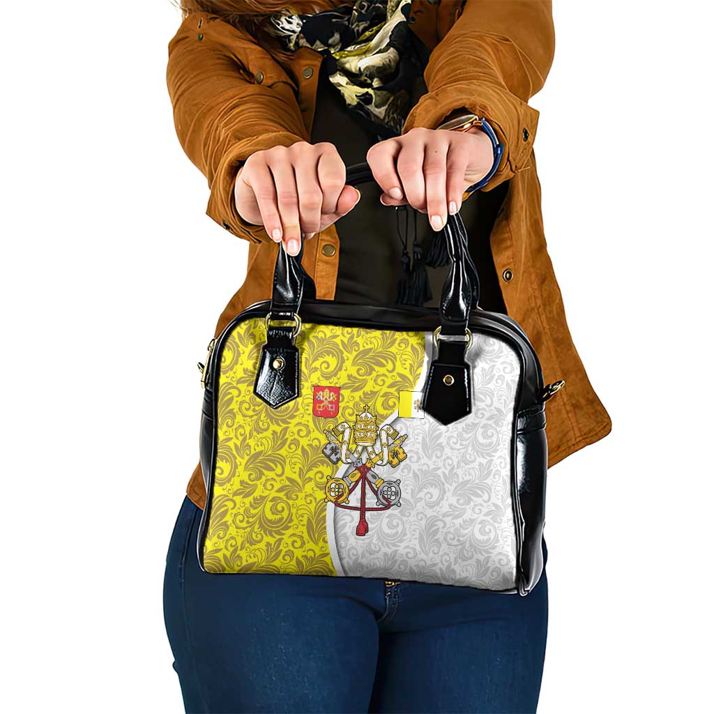 Vatican City Shoulder Handbag Papal Keys & Tiara Emblem with Gold Baroque Pattern TS04