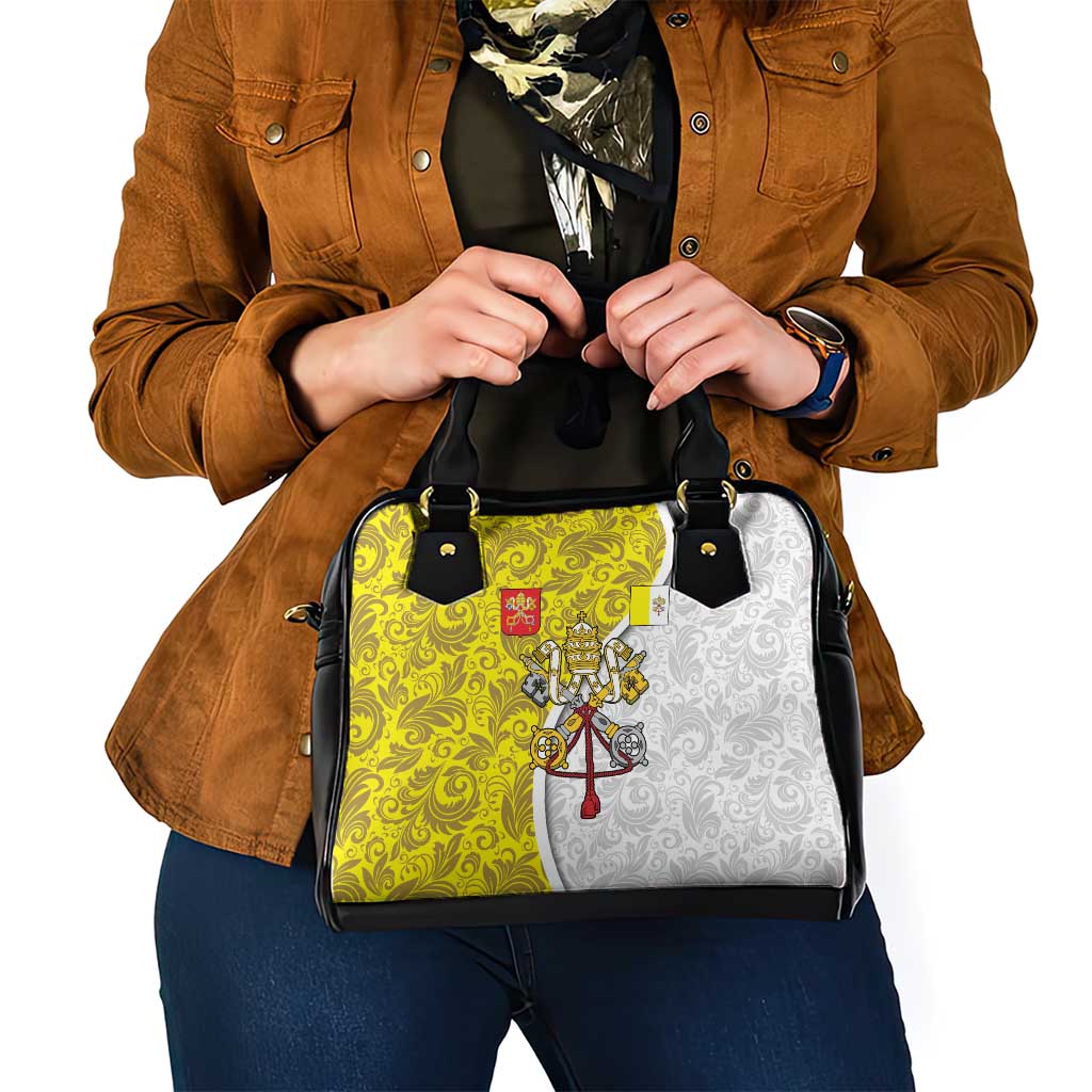 Vatican City Shoulder Handbag Papal Keys & Tiara Emblem with Gold Baroque Pattern TS04