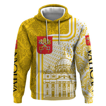 Vatican City Hoodie St. Peters Basilica & Papal Emblem Gold Ornate Architecture TS04