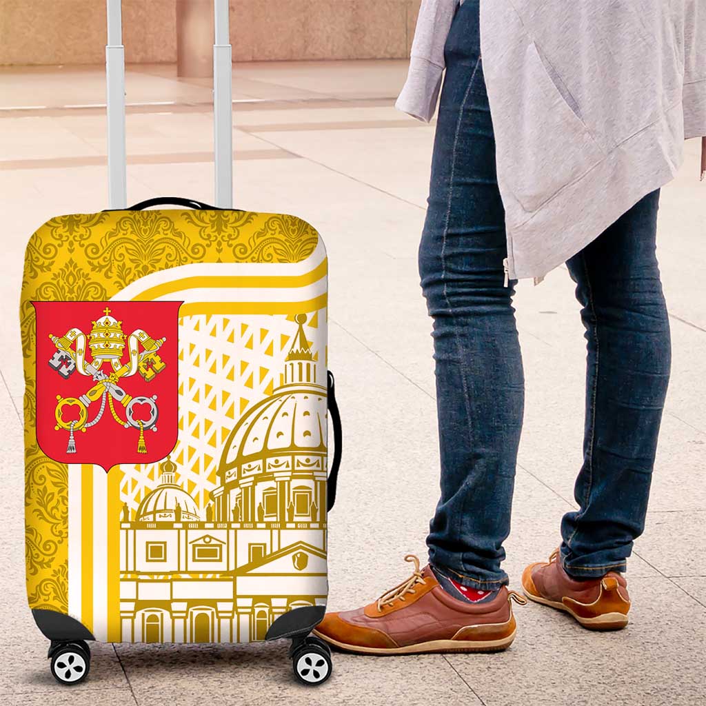 Vatican City Luggage Cover St. Peters Basilica & Papal Emblem Gold Ornate Architecture TS04