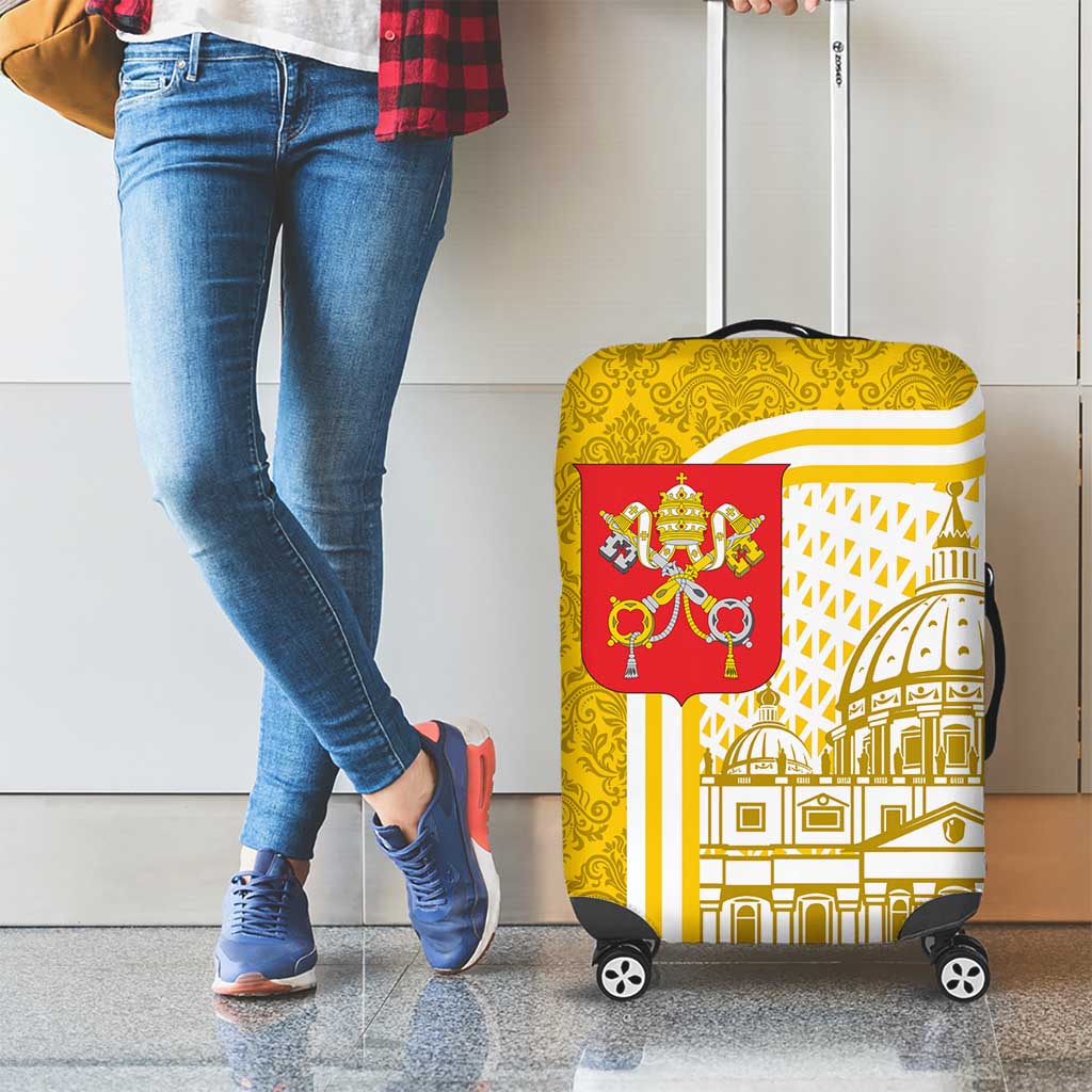 Vatican City Luggage Cover St. Peters Basilica & Papal Emblem Gold Ornate Architecture TS04