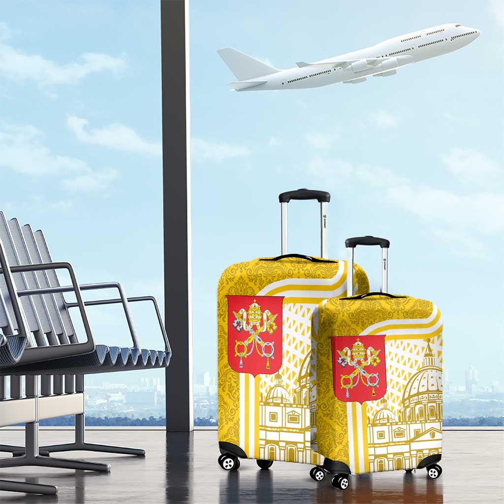 Vatican City Luggage Cover St. Peters Basilica & Papal Emblem Gold Ornate Architecture TS04