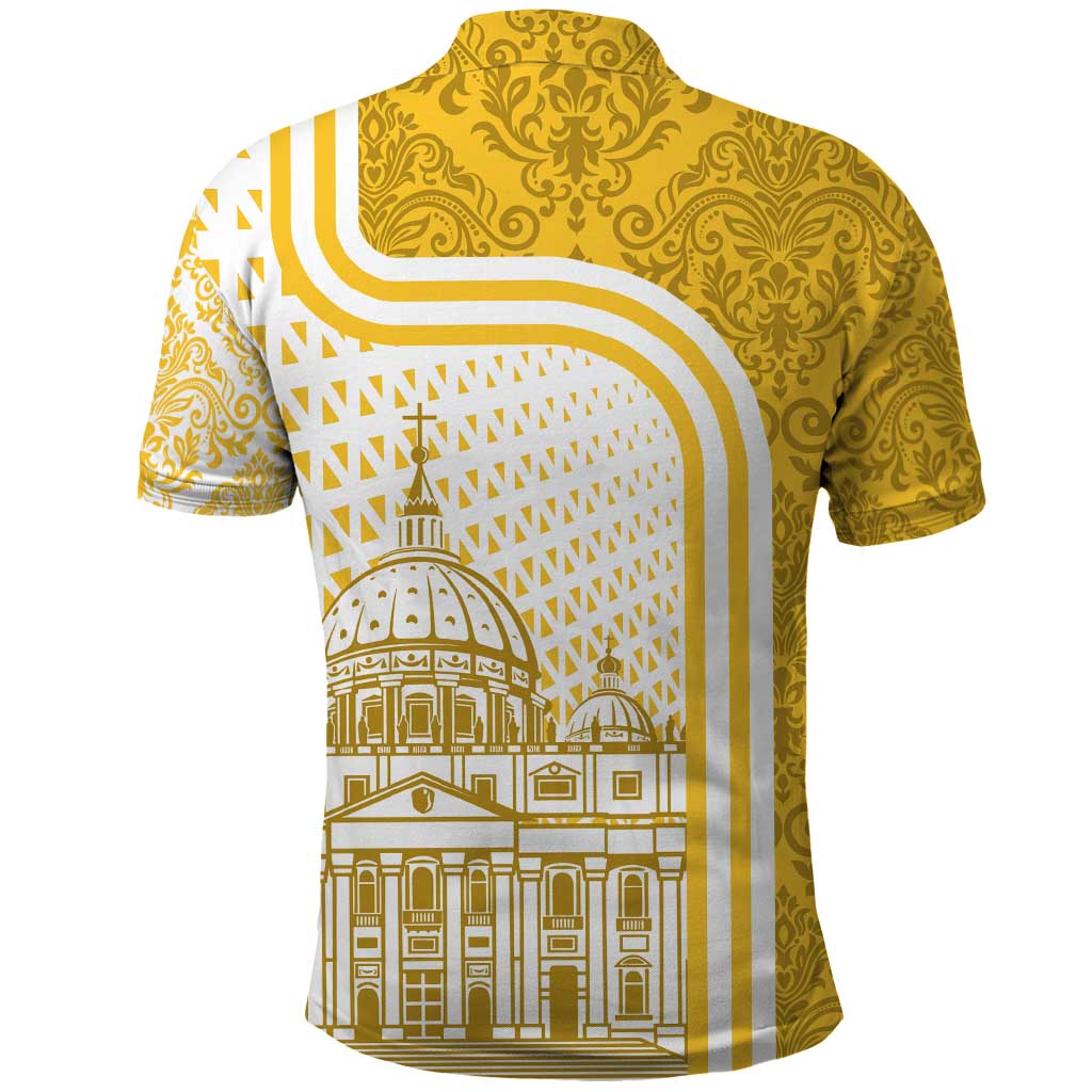 Vatican City Polo Shirt St. Peters Basilica & Papal Emblem Gold Ornate Architecture TS04