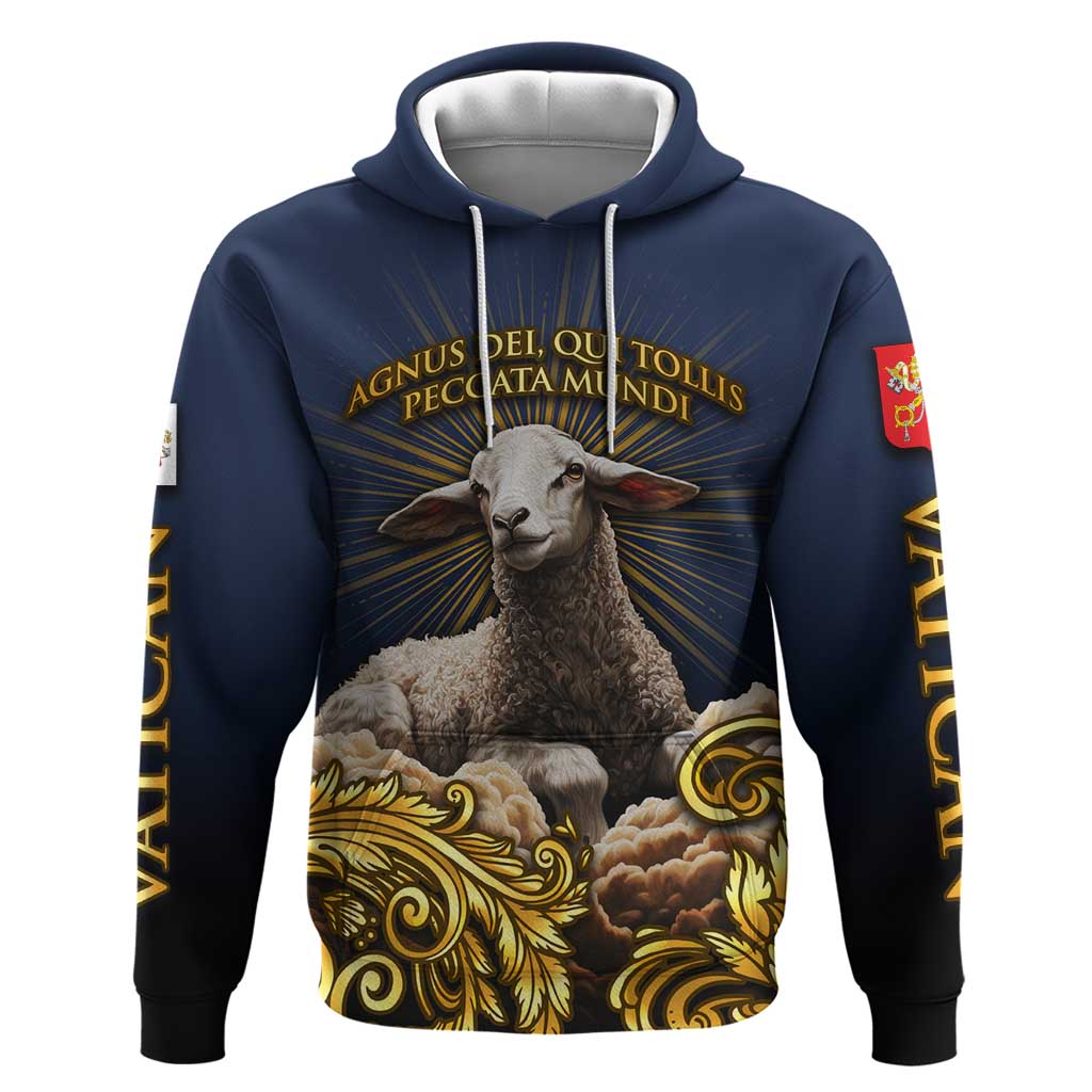 Agnus Dei Lamb of God Hoodie Latin Catholic Art with Gold Baroque Accents TS04