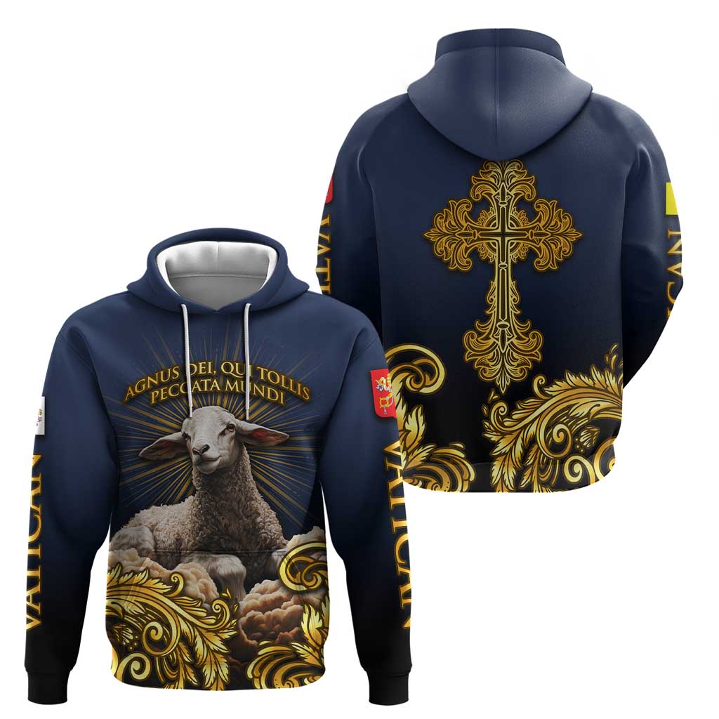 Agnus Dei Lamb of God Hoodie Latin Catholic Art with Gold Baroque Accents TS04