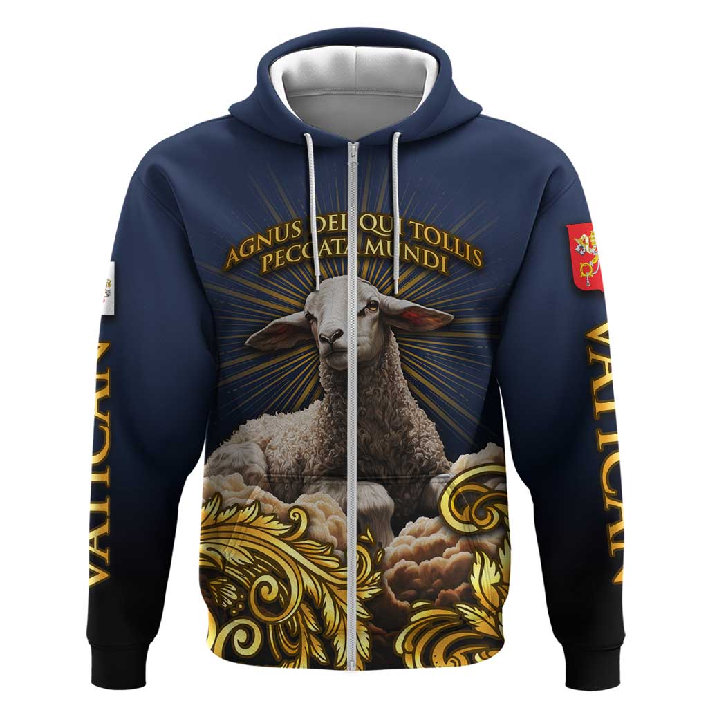 Agnus Dei Lamb of God Hoodie Latin Catholic Art with Gold Baroque Accents TS04