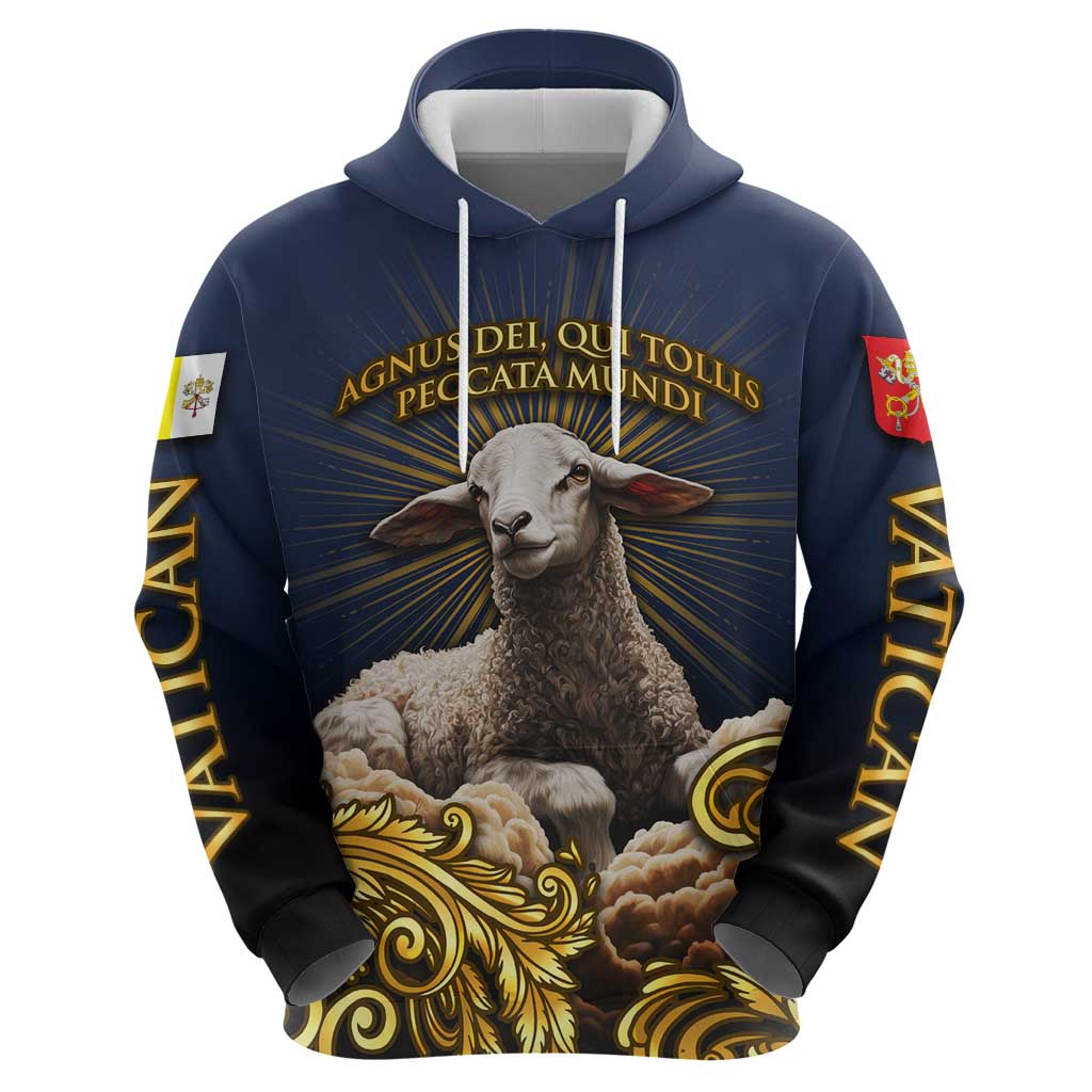 Agnus Dei Lamb of God Hoodie Latin Catholic Art with Gold Baroque Accents TS04