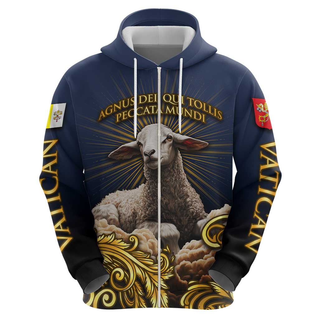 Agnus Dei Lamb of God Hoodie Latin Catholic Art with Gold Baroque Accents TS04