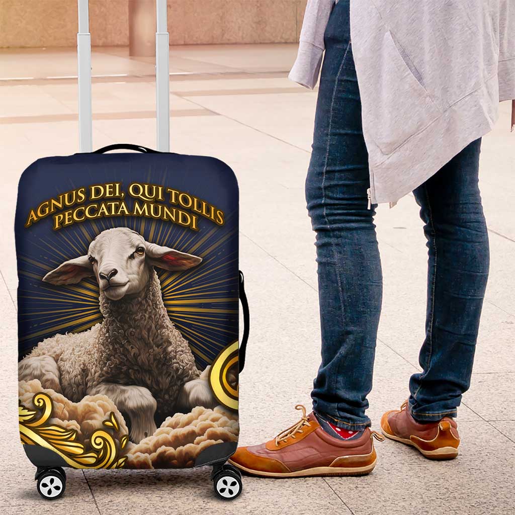 Agnus Dei Lamb of God Luggage Cover Latin Catholic Art with Gold Baroque Accents TS04