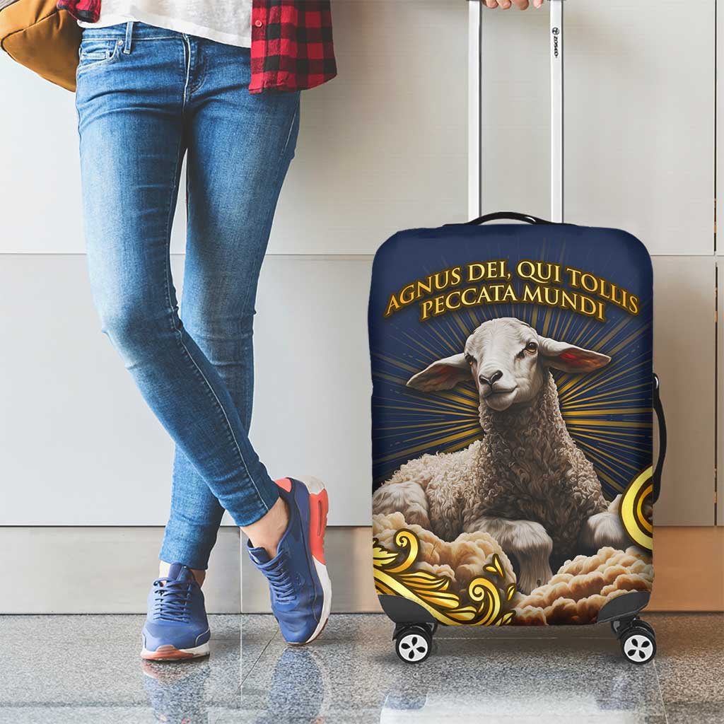 Agnus Dei Lamb of God Luggage Cover Latin Catholic Art with Gold Baroque Accents TS04