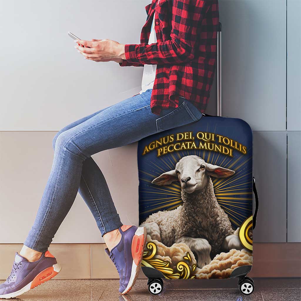 Agnus Dei Lamb of God Luggage Cover Latin Catholic Art with Gold Baroque Accents TS04