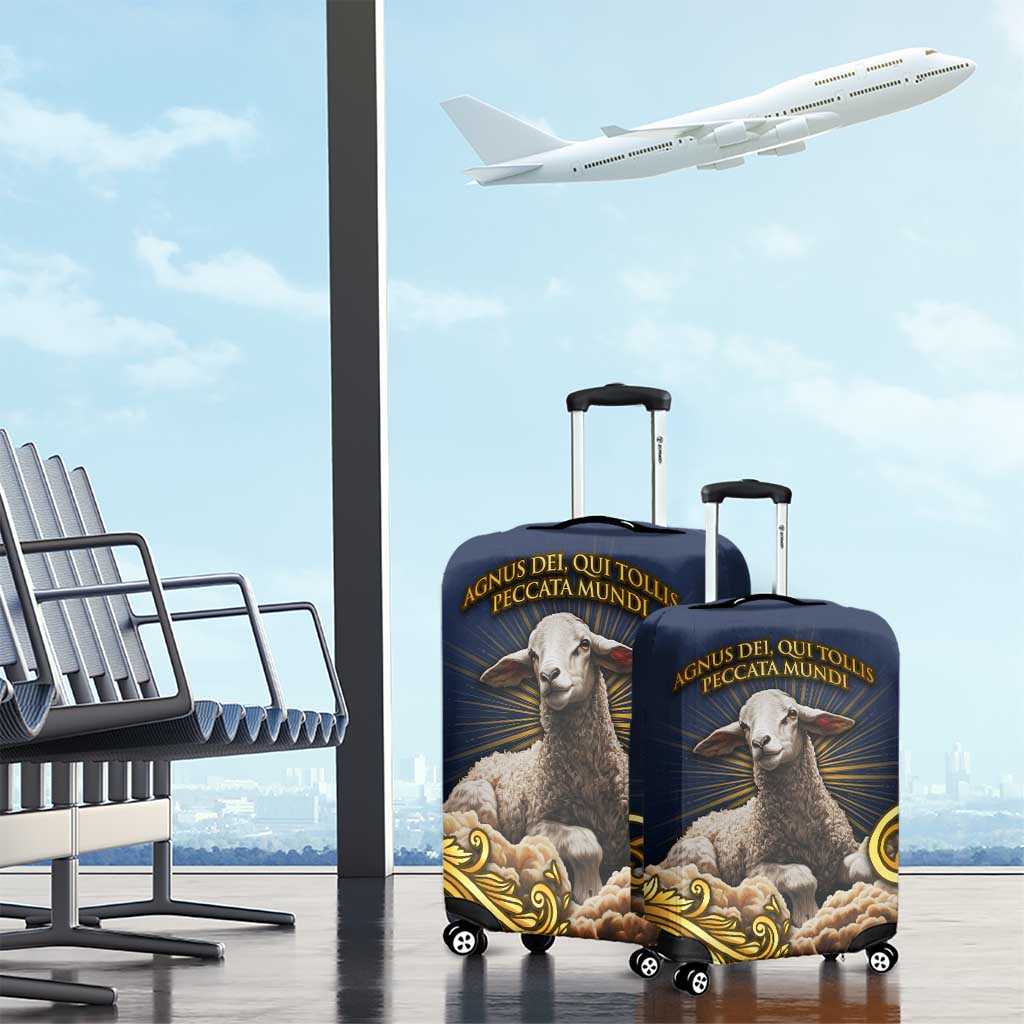 Agnus Dei Lamb of God Luggage Cover Latin Catholic Art with Gold Baroque Accents TS04