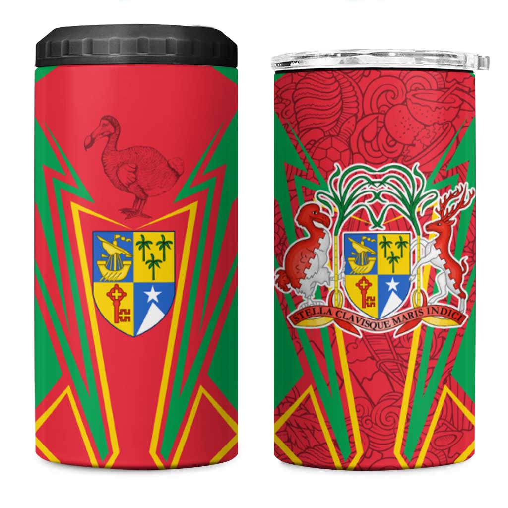 Mauritius Dodo 4 in 1 Can Cooler Tumbler Flag Coat of Arms Traditional Patterns TS04