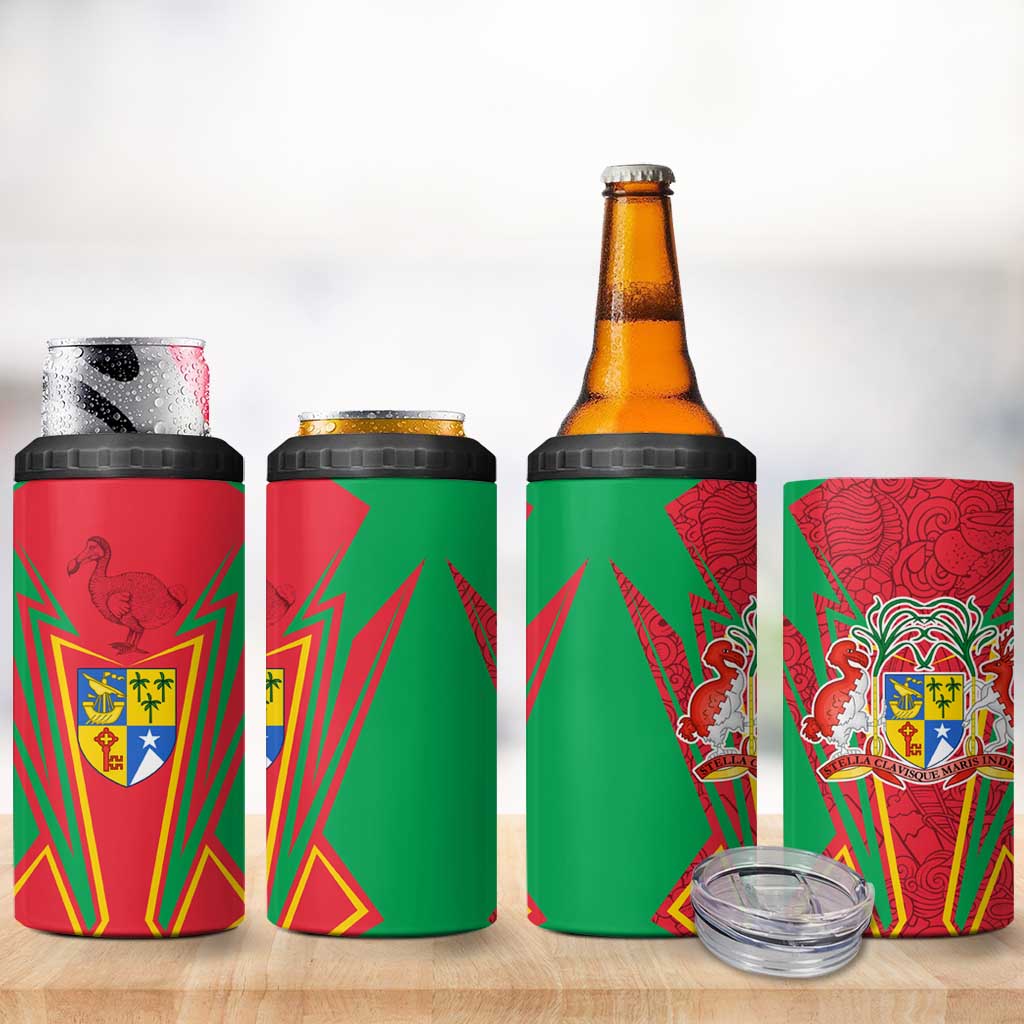 Mauritius Dodo 4 in 1 Can Cooler Tumbler Flag Coat of Arms Traditional Patterns TS04