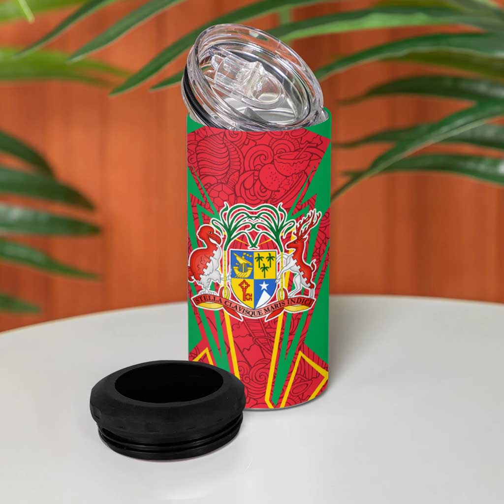 Mauritius Dodo 4 in 1 Can Cooler Tumbler Flag Coat of Arms Traditional Patterns TS04