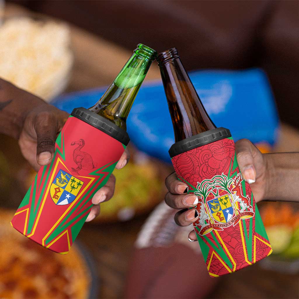 Mauritius Dodo 4 in 1 Can Cooler Tumbler Flag Coat of Arms Traditional Patterns TS04